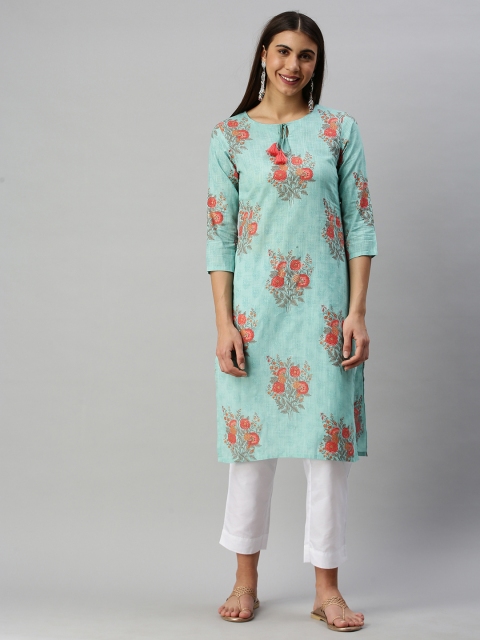 

AHIKA Women Blue Floral Printed Floral Kurta