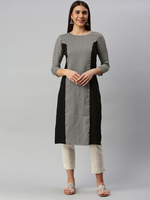

AHIKA Women Black & White Ethnic Motifs Printed Kurta
