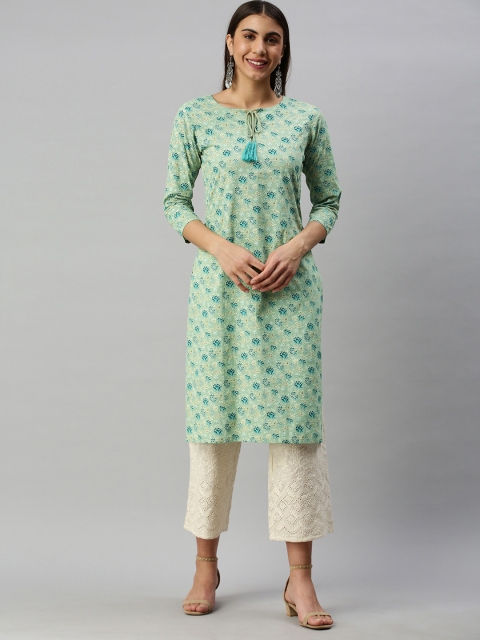 

AHIKA Women Green & Blue Floral Printed Kurta