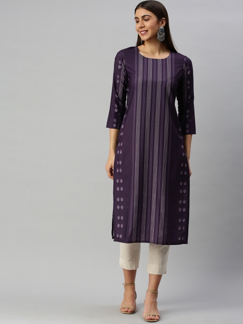 

AHIKA Women Purple Striped Kurta