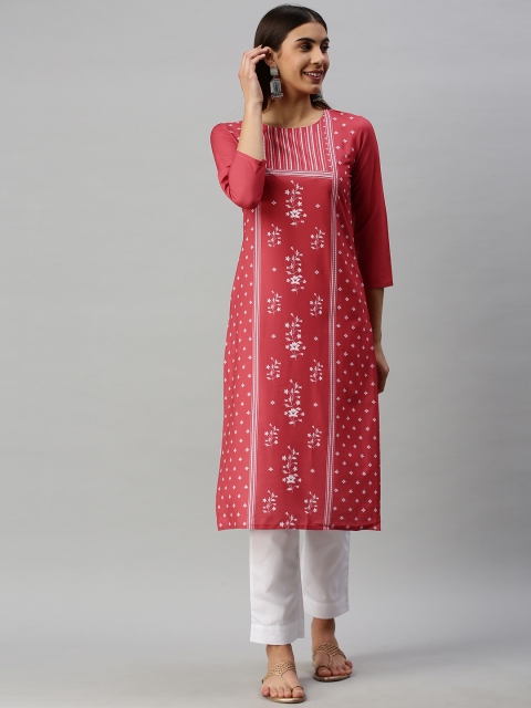 

AHIKA Women Red & White Ethnic Motifs Printed Kurta