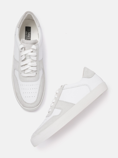 

Marks & Spencer Women White & Grey Leather Colourblocked Sneakers