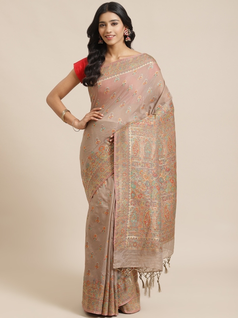 

Mitera Grey Orange Woven Design Celebrity Liva Saree