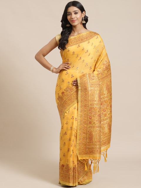 

Mitera Golden Woven Design Liva Saree, Gold