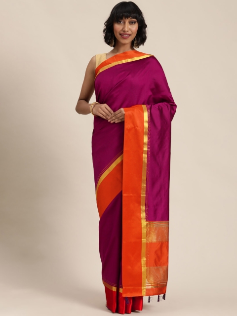 

Mitera Magenta Pink Solid Maheshwari Celebrity Saree