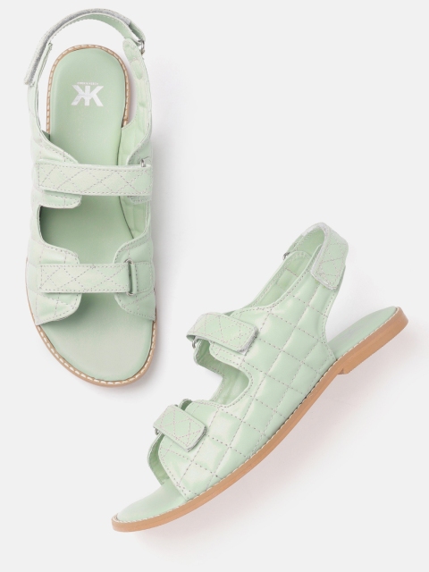 

Kook N Keech Women Mint Green Quilted Open Toe Flats