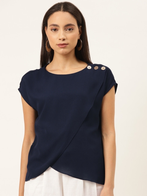

Madame Women Navy Blue Solid Layered Top