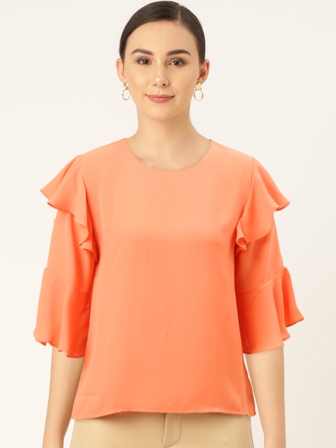 

Madame Women Orange Solid Styled Back Top