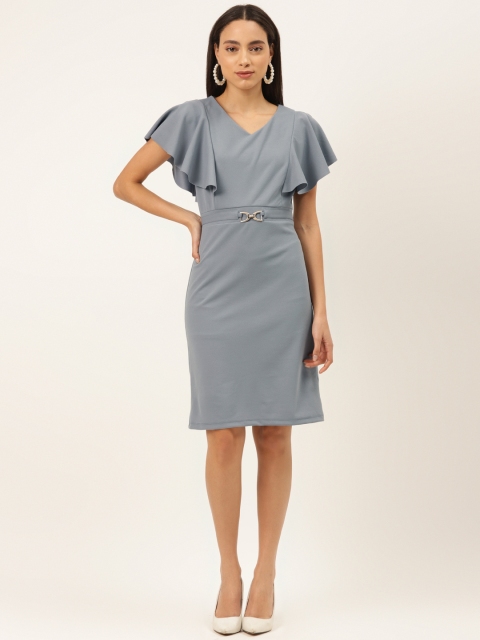 

Madame Women Grey Solid Sheath Dress