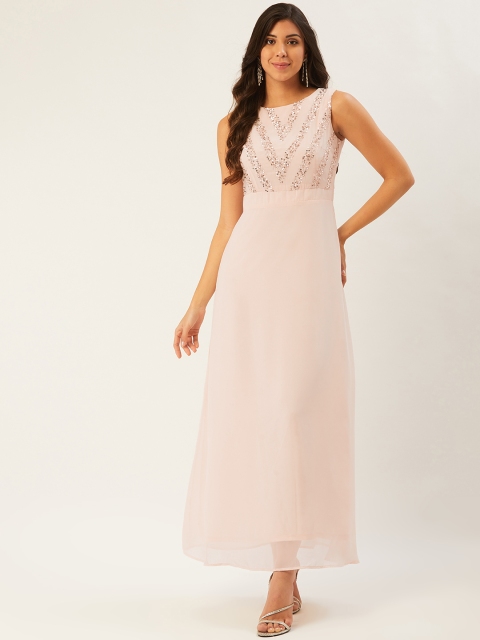 

Madame Women Pink Embellished Maxi Dress