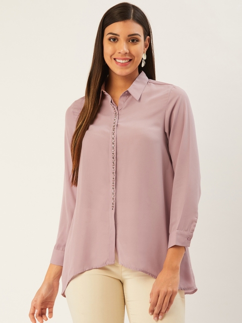

Madame Women Mauve Regular Fit Solid Casual Shirt
