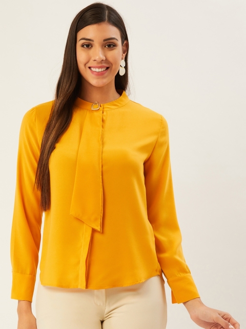 

Madame Women Mustard Yellow Solid Shirt Style Top