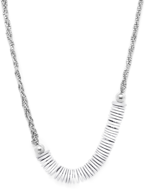 

RICHEERA White Silver-Plated Beaded Twisted Necklace