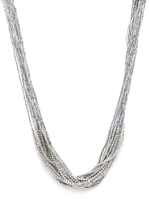 

RICHEERA Silver-Toned Beaded Multi-Stranded Necklace