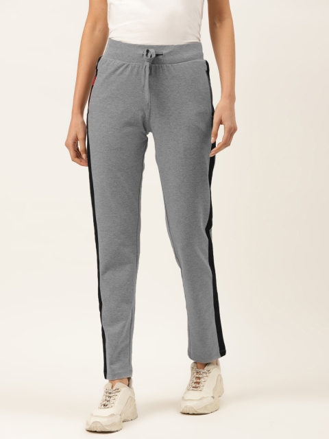 

Madame Women Grey Melange Side Striped Track Pants