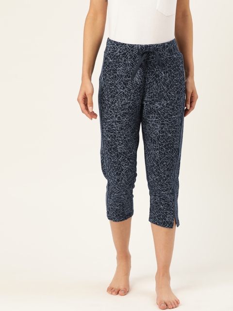

Madame Women Navy Blue & White Printed Regular Fit Lounge Capris