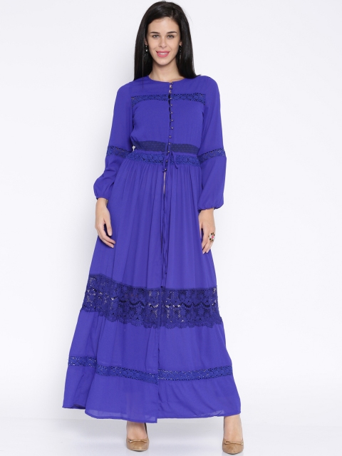 

Tokyo Talkies Blue Semi-Sheer Polyester Maxi Top