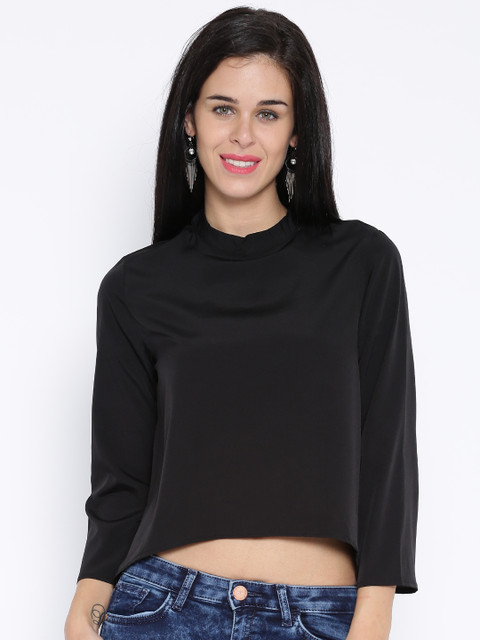 

Tokyo Talkies Black Polyester Crop Top