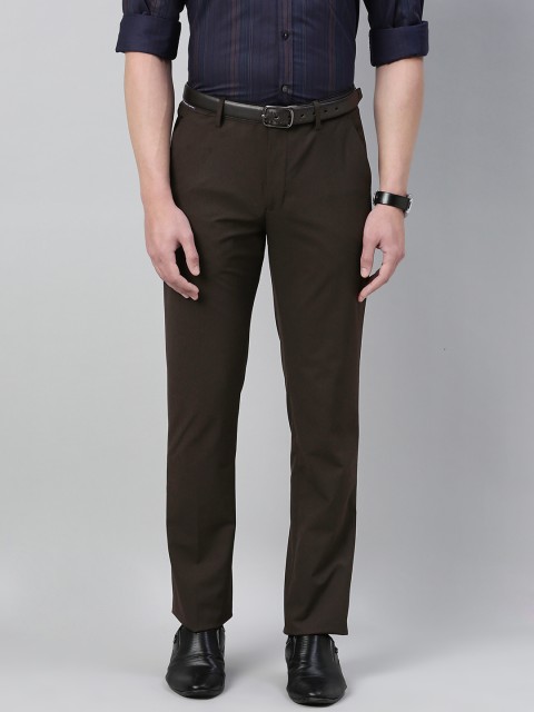 

Louis Philippe Men Coffee Brown Slim Fit Solid Formal Antimicrobial Trousers