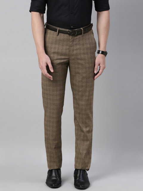 

Louis Philippe Men Brown Slim Fit Checked Stretchable Regular Trousers