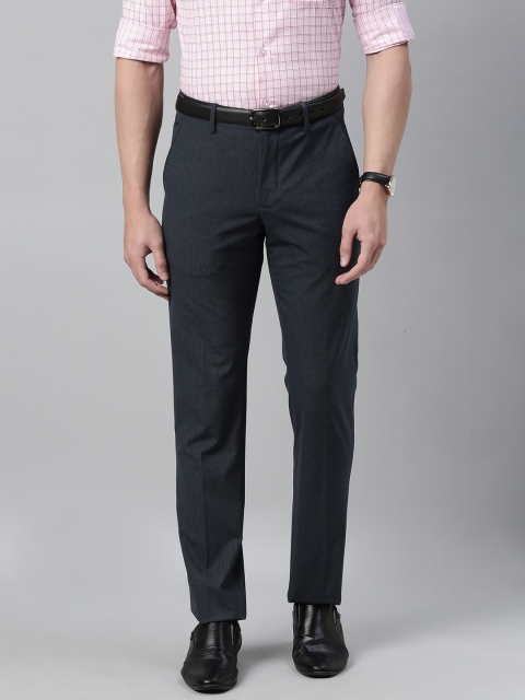 

Louis Philippe Men Navy Blue Slim Fit Houndstooth Print Antimicrobial Formal Trousers