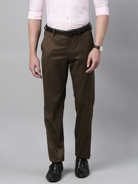 

Louis Philippe Men Brown Regular Fit Checked Regular Trousers