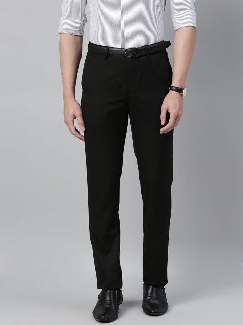 

Louis Philippe Men Black Slim Fit Solid Regular Trousers