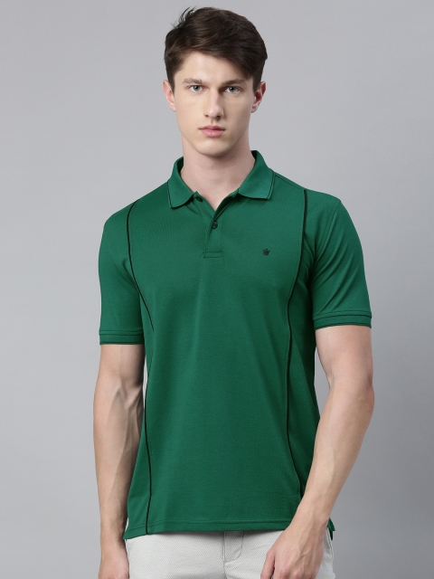 

Louis Philippe Men Green Solid Polo Collar T-shirt