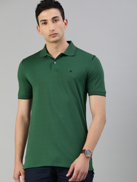 

Louis Philippe Men Green Solid Polo Collar T-shirt