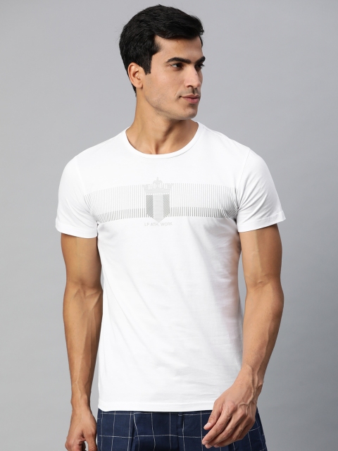 

Louis Philippe Ath.Work Men White Printed Round Neck T-shirt