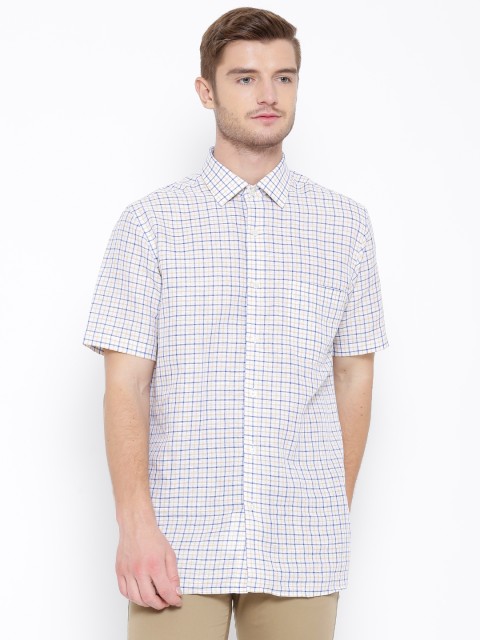 

Arrow White Linen Blend Checked Casual Shirt