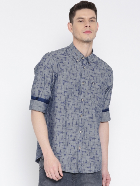 

Arrow Sport Navy Printed Slim Fit Casual Shirt, Navy blue