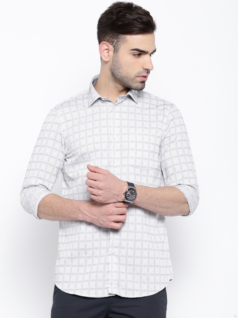 

Arrow New York White & Grey Checked Slim Smart Casual Shirt