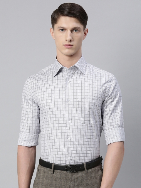 

Louis Philippe Men White & Grey Classic Fit Checked Formal Shirt