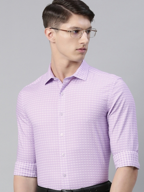 

Louis Philippe Men Lavender Slim Fit Checked Semiformal Shirt