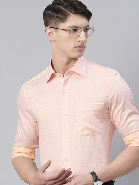 

Louis Philippe Men Peach-Coloured Classic Fit Self Design Formal Shirt