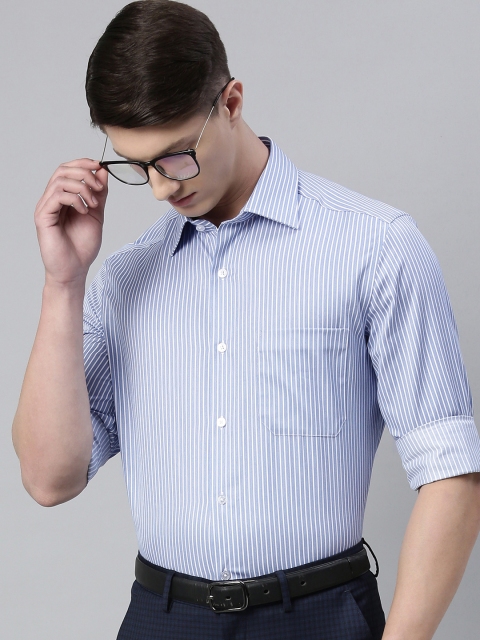 

Louis Philippe Men Blue & White Classic Fit Striped Formal Shirt