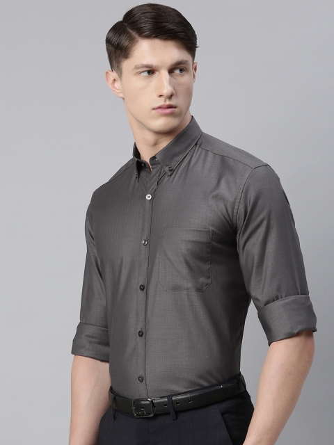 

Louis Philippe Men Charcoal Grey Slim Fit Self Striped Formal Shirt