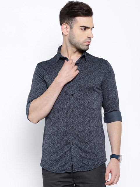 

Arrow New York Navy Printed Super Slim Shirt, Navy blue