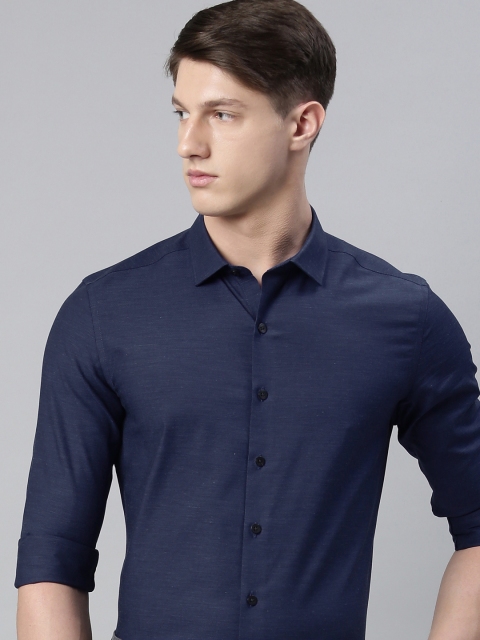 

Louis Philippe Men Navy Blue Super Slim Fit Solid Formal Shirt