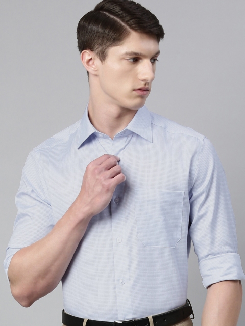 

Louis Philippe Men Blue & White Slim Fit Checked Pure Cotton Formal Shirt