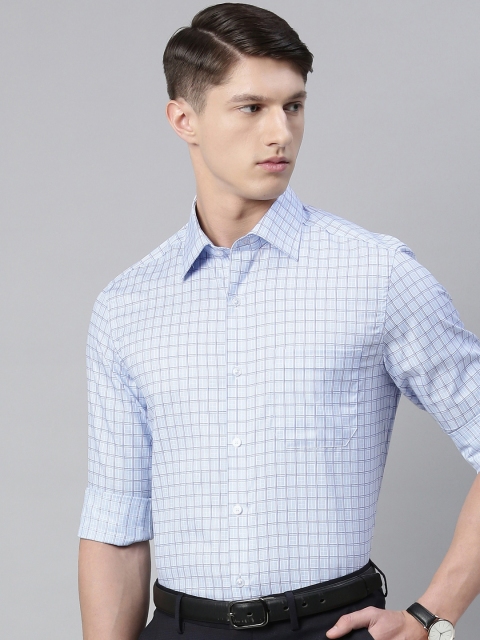

Louis Philippe Men Blue & White Classic Fit Checked Formal Shirt