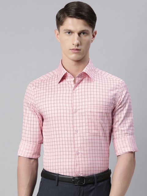 

Louis Philippe Men Pink & White Regular Fit Checked Classic Fit Cotton Formal Shirt