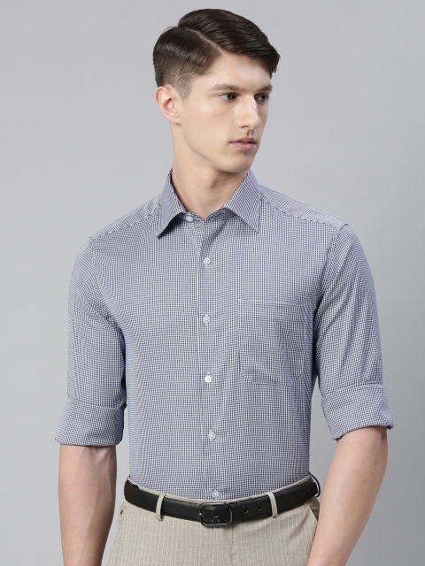 

Louis Philippe Men Navy Blue & White Classic Fit Checked Formal Shirt