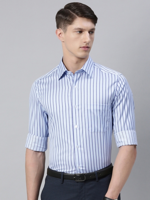 

Louis Philippe Men Blue Classic Fit Striped Formal Shirt