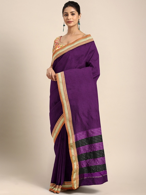 

Pavechas Purple & Mustard Striped Narayan Peth Saree