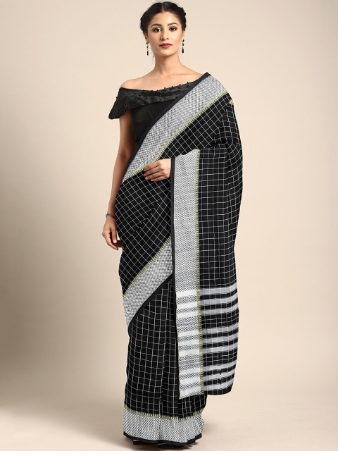 

Pavechas Black & White Checked Narayan Peth Saree