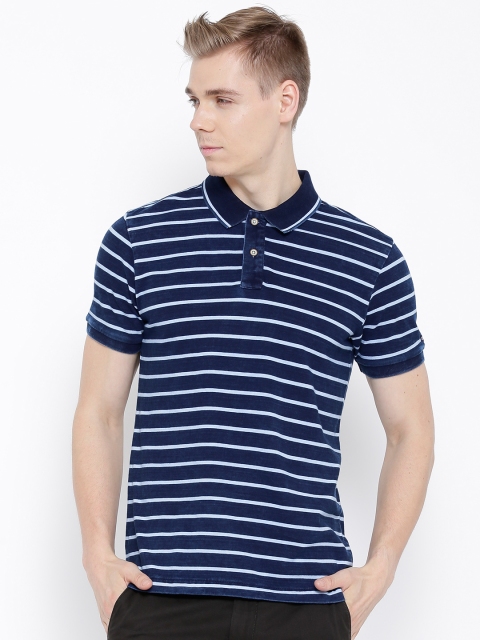 

Arrow Sport Navy & Off-White Striped Polo T-shirt, Navy blue