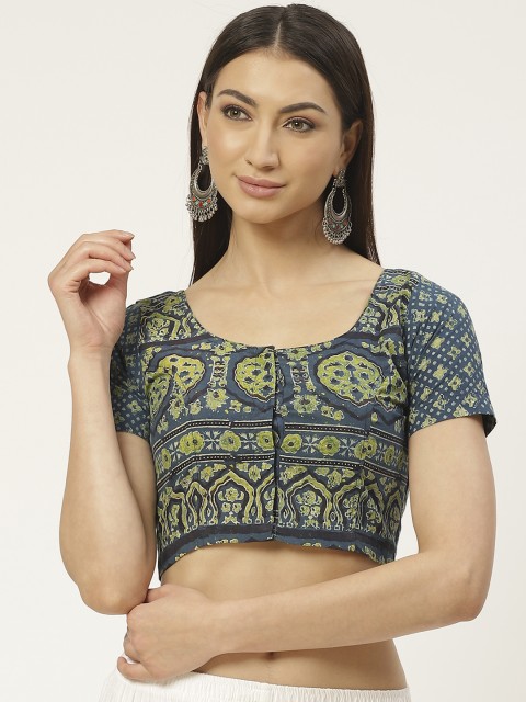 

Molcha Blue & Green Pure Cotton Printed Saree Blouse