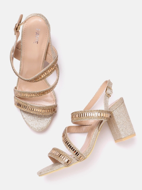

Lavie Women Gold-Toned Embellished Block Heels